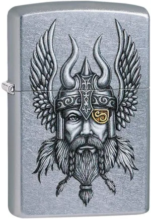 Zippo Lighter - Personalized Message Engraved Backside on Viking Design Windproof Lighter Warrior 29871