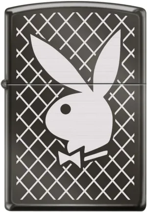 Zippo Lighter- Playboy Rabbit Head Black Ice Windproof Lighter #Z5294