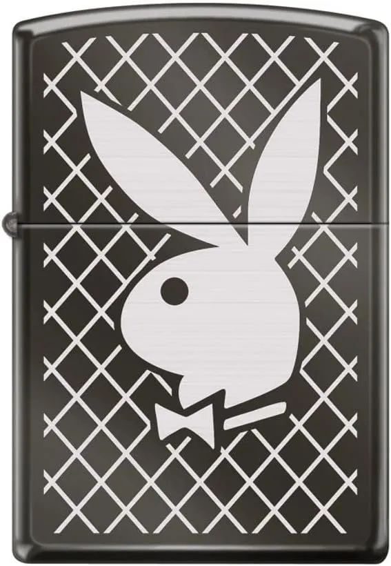 Zippo Lighter- Playboy Rabbit Head Black Ice Windproof Lighter #Z5294