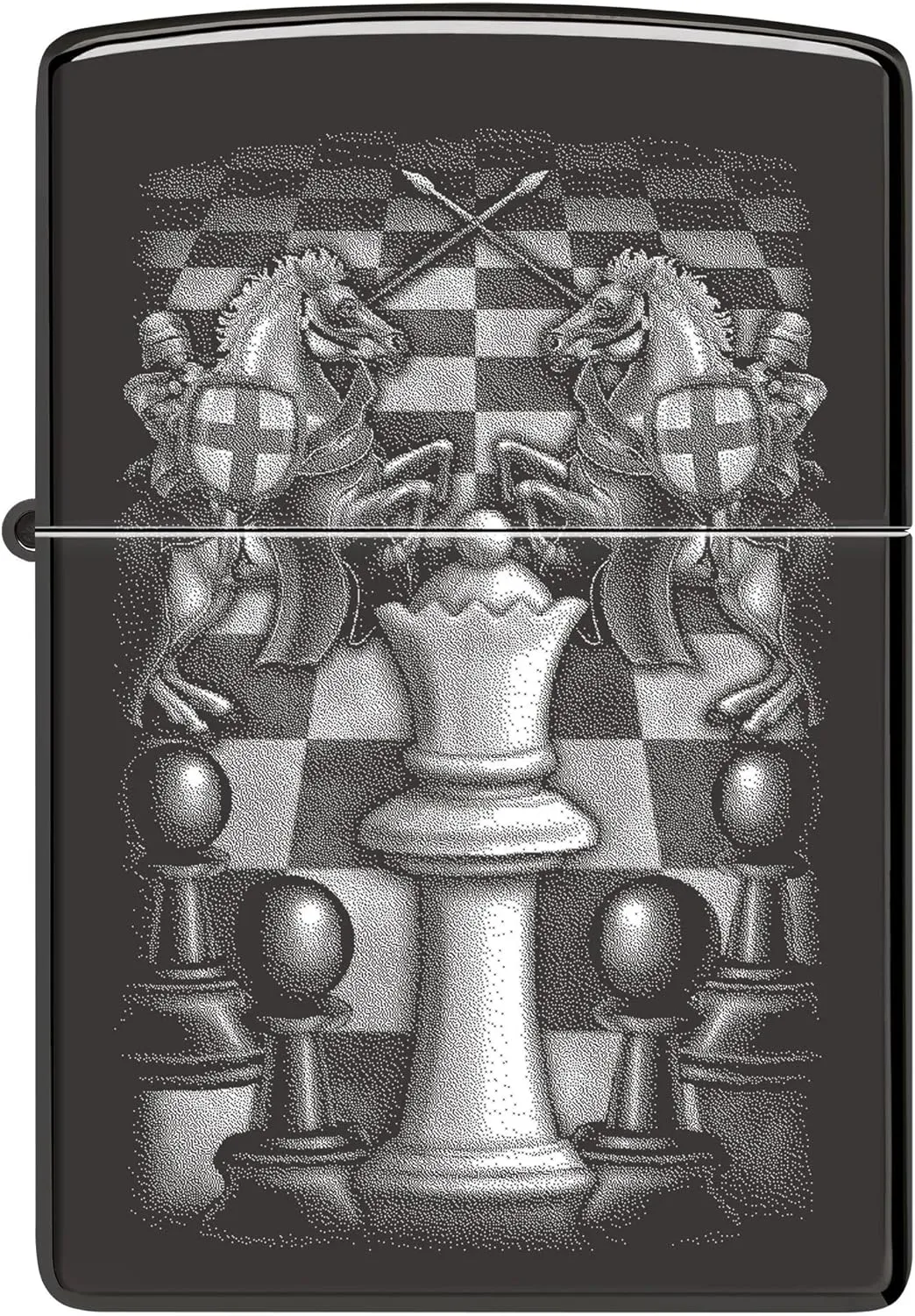 Zippo Lighter Queen Commands Chess, Windproof, Custom Designed, Stainless Steel Body