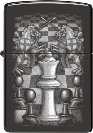 Zippo Lighter Queen Commands Chess, Windproof, Custom Designed, Stainless Steel Body