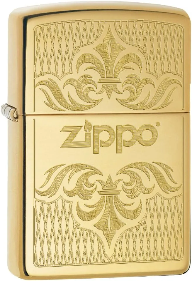Zippo Lighter: Regal Zippo Design, Engraved - High Polish Brass 79098