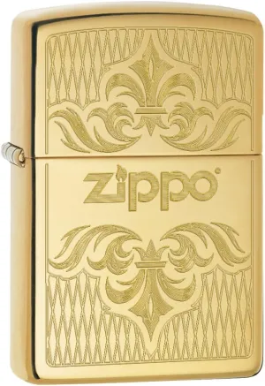 Zippo Lighter: Regal Zippo Design, Engraved - High Polish Brass 79098