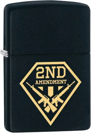Zippo Lighter: Second Amendment Gun Shield - Black Matte 79551