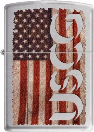 Zippo Lighter- USCG Coast Guard American Flag Brushed Chrome Windproof Lighter #Z5021