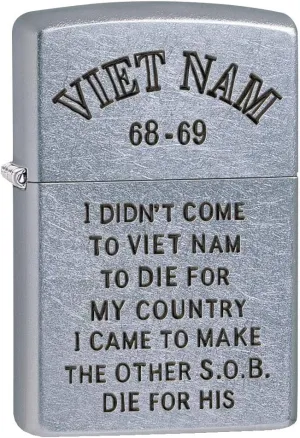 Zippo Lighter: Vietnam Trench Art, Country - Street Chrome 80784