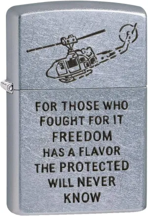 Zippo Lighter: Vietnam Trench Art, Freedom - Street Chrome 80785