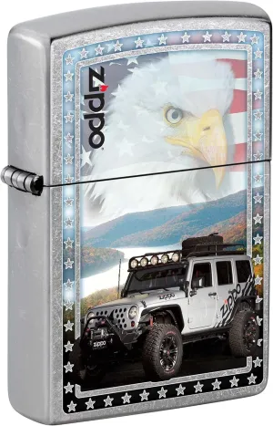 Zippo Lighter, Zippo Truck with American Flag - Street Chrome 80989