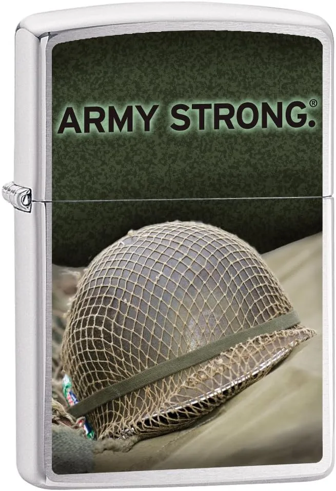 Zippo Pocket Lighter Army Strong Windproof Lighter, Brushed Chrome