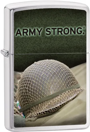Zippo Pocket Lighter Army Strong Windproof Lighter, Brushed Chrome
