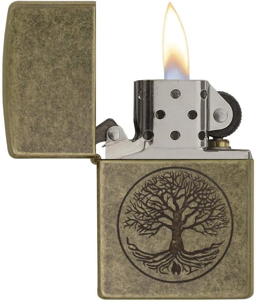 Zippo "Tree of Life Pocket Lighter, Antique Brass, One Size (29149)