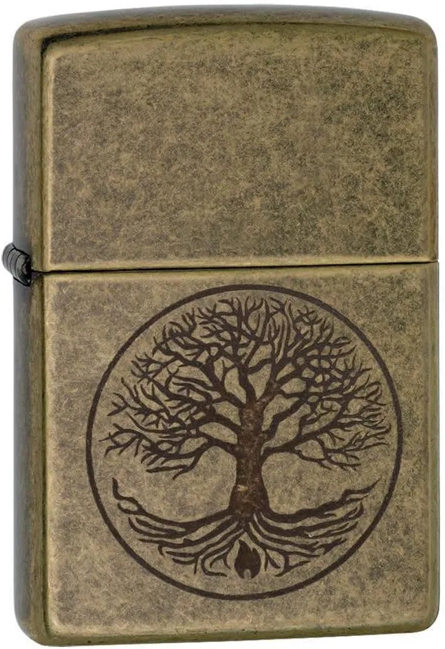 Zippo "Tree of Life Pocket Lighter, Antique Brass, One Size (29149)