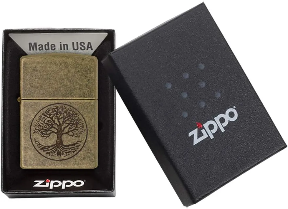 Zippo "Tree of Life Pocket Lighter, Antique Brass, One Size (29149)