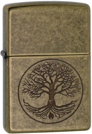 Zippo "Tree of Life Pocket Lighter, Antique Brass, One Size (29149)