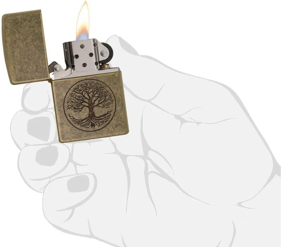 Zippo "Tree of Life Pocket Lighter, Antique Brass, One Size (29149)