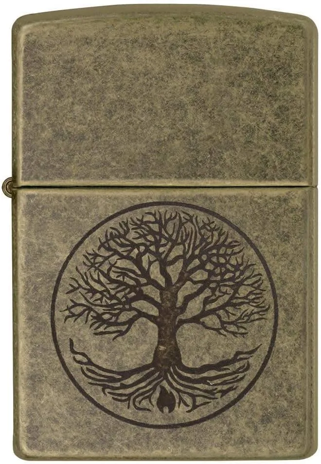 Zippo "Tree of Life Pocket Lighter, Antique Brass, One Size (29149)