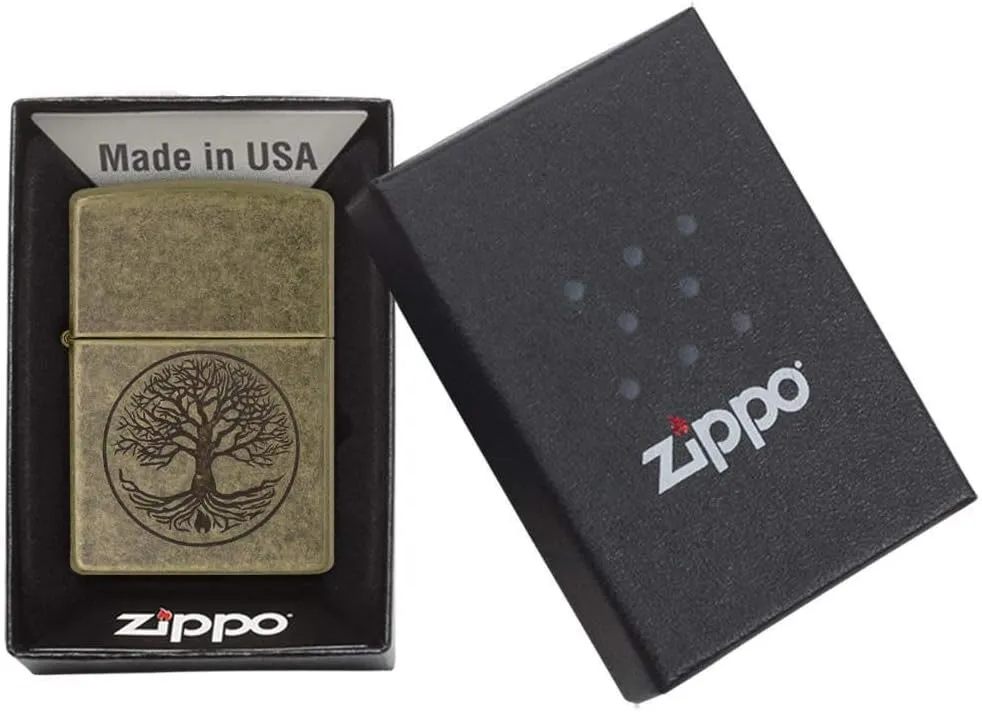 Zippo "Tree of Life Pocket Lighter, Antique Brass, One Size (29149)
