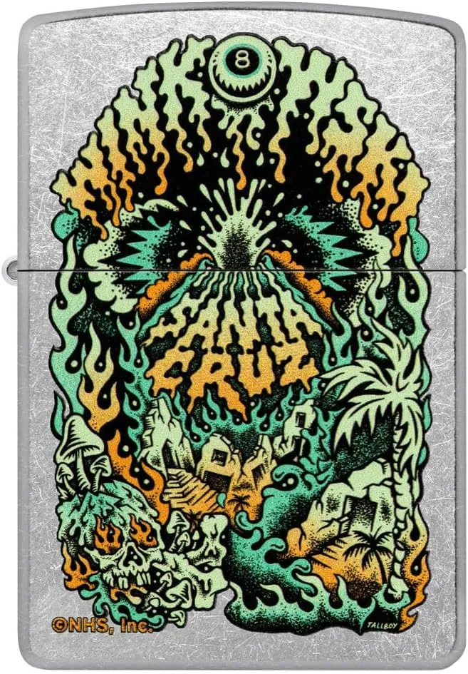 Zippo Santa Cruz Volcano Design Street Chrome Pocket Lighter