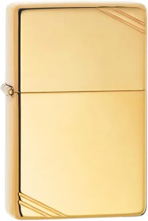 Zippo Vintage High Polish Brass Pocket Lighter with Slashes Pocket Lighter