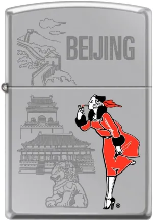 Zippo Windy Girl Beijing HP Chrome Windproof Pocket Lighter New