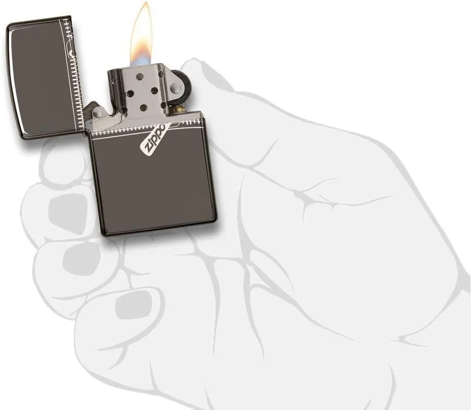 Zippo Zipper Pocket Lighter, Black Ice