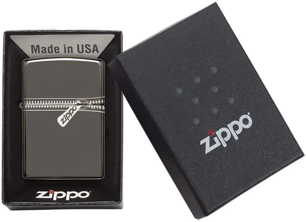 Zippo Zipper Pocket Lighter, Black Ice