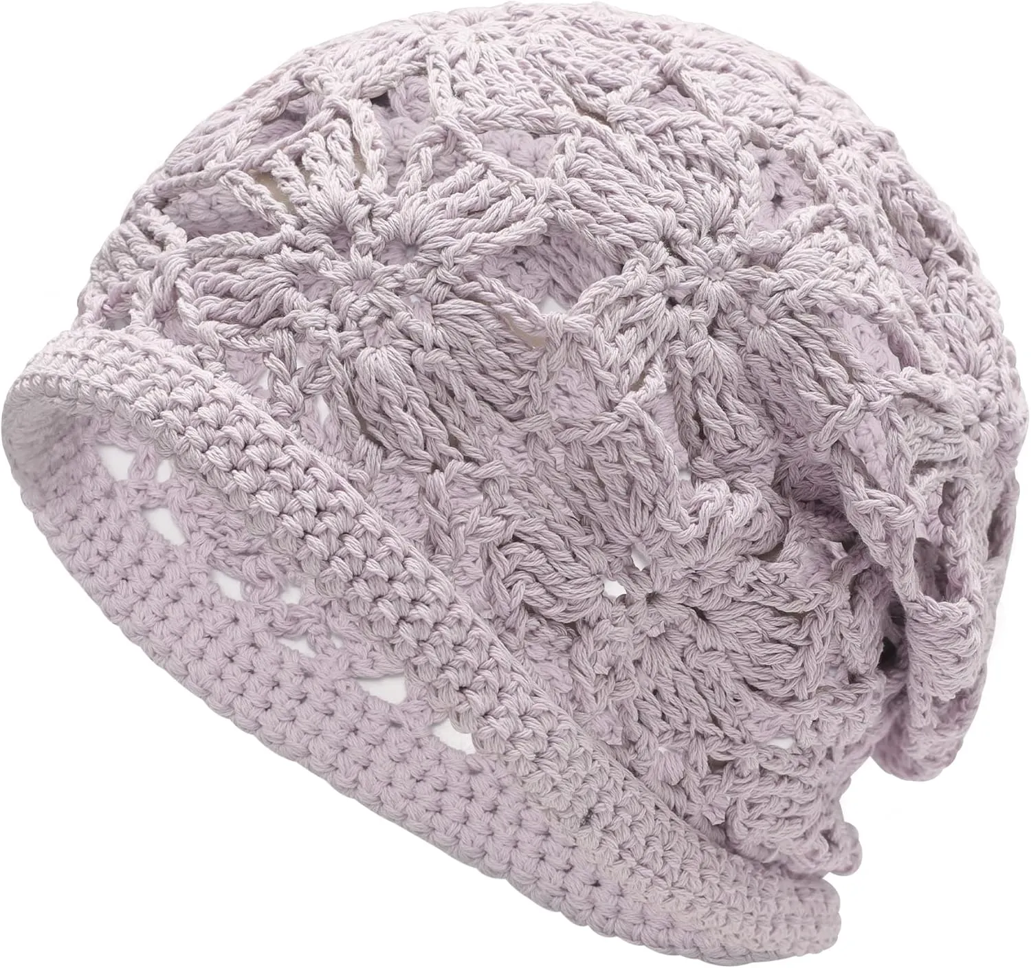 ZLYC Women Cotton Crochet Slouchy Beanie Hat Handmade Knit Summer Skull Cap