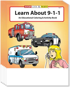 ZOCO – Learn About 911 – Coloring & Activity Books (25 Bulk Pack, Without Crayons) – EMT, EMS Dispatcher, Police, Sheriff, Fire Department Handout for Kids