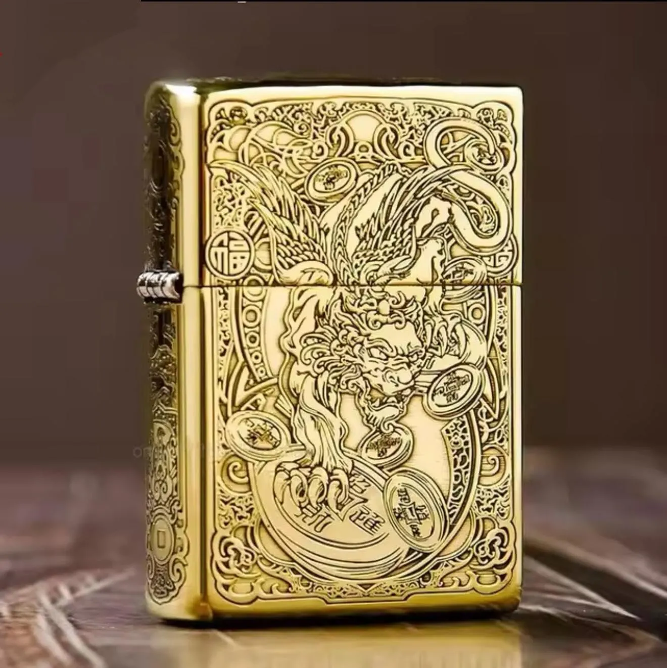 ZORRO 902 Windproof Brass Lighter – Refillable Flint Lighter, Pocket Retro Gift for Men, Collectible Design 5-Sided PX