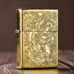 ZORRO 902 Windproof Brass Lighter – Refillable Flint Lighter, Pocket Retro Gift for Men, Collectible Design 5-Sided PX