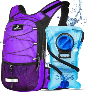 Zounich Hydration Backpack, Breathable Running Backpack with 3L Water Bladder, Large Capacity Hiking Rucksack Outdoors Hydration Bag Pack Perfect for Cycling Camping Fitness Climbing Fits Men & Women